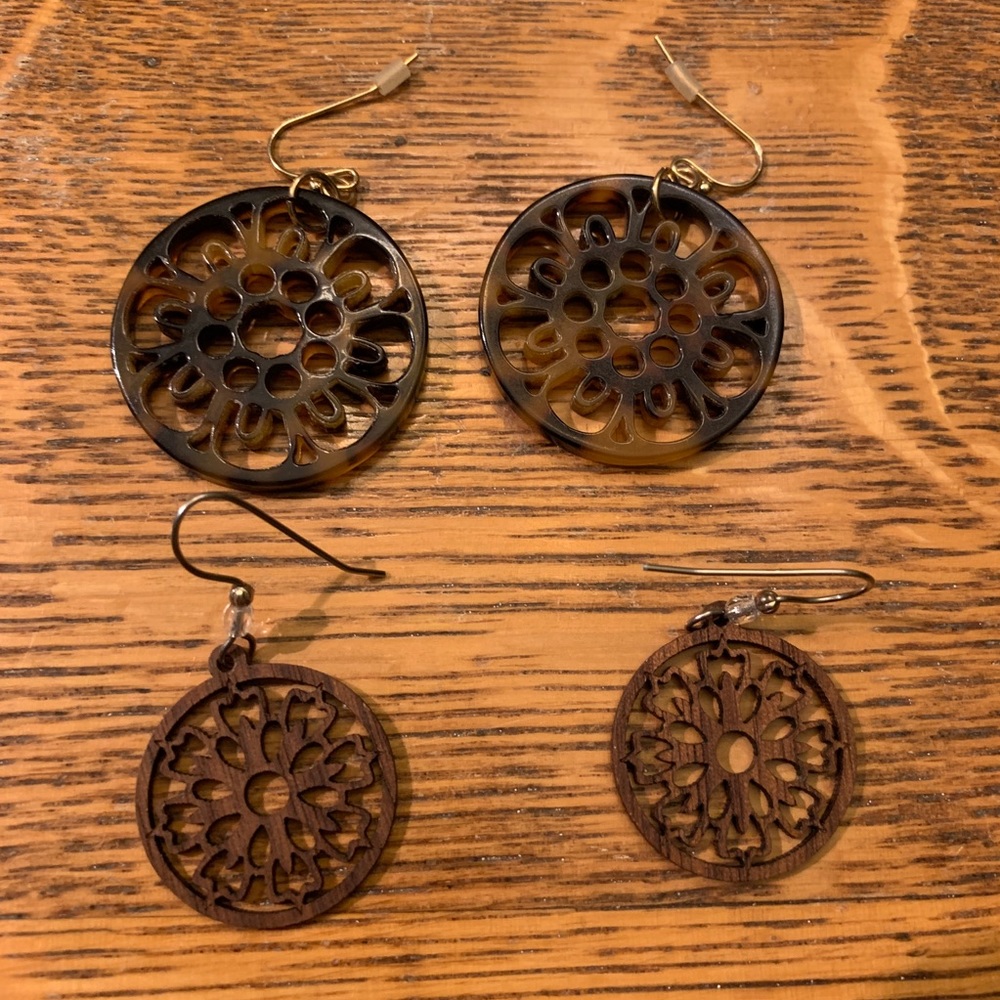 Brown Mandala Earrings (acrylic & wood)